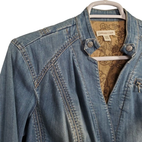 Coldwater Creek Size W18 18W Jacket Denim Jean V-neck Snaps Pockets Fitted Blue - Picture 8 of 12
